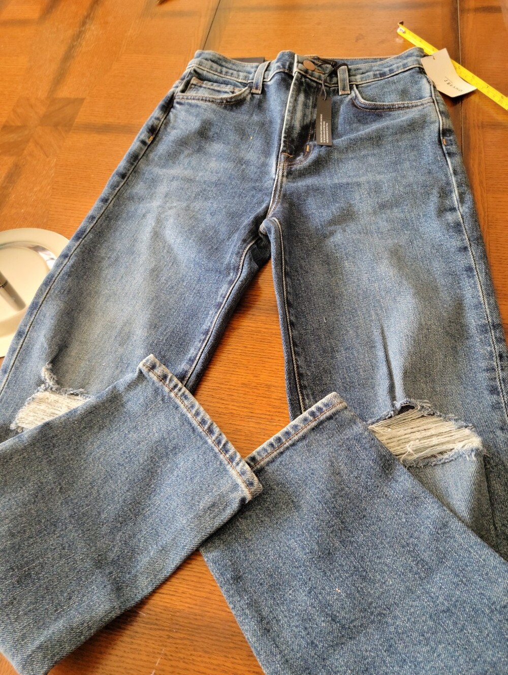 J Brand Distressed Light Blue Straight Leg Jeans